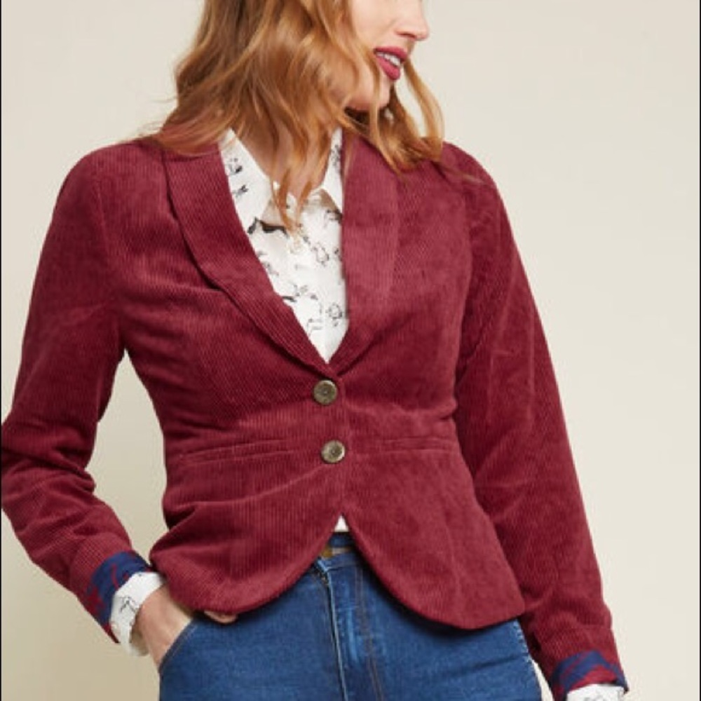 Modcloth | Executive Presence Corduroy Blazer L